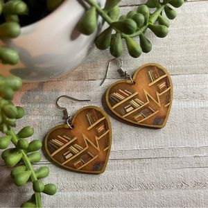 📚 Book Lovers Bookshelf Reading Heart Shaped Dangle Earrings! New! Double Sided